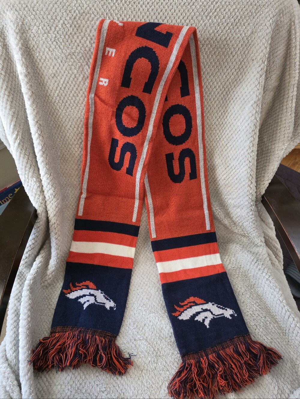 Denver Broncos Orange and Navy Team Scarf, Soft & Warm, Reversible